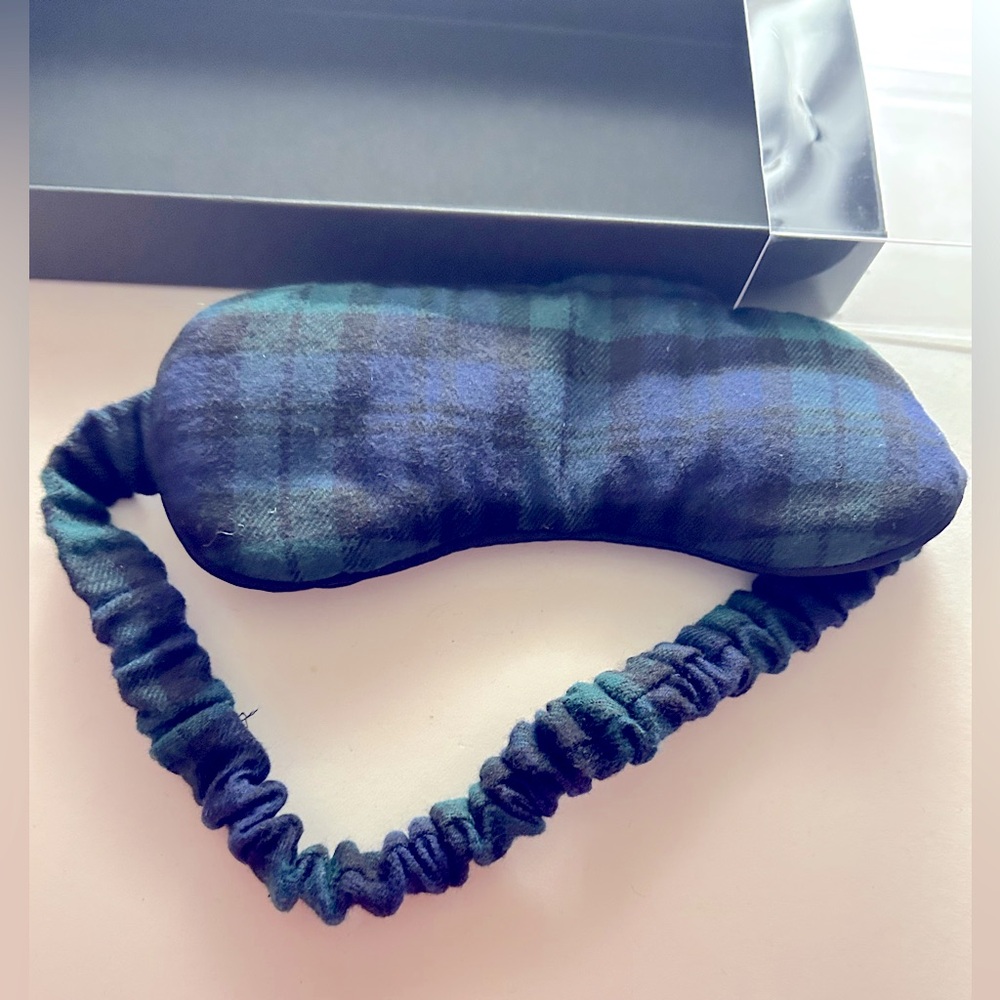 NWT J.Crew Sleep Eye Mask Blackwatch Tartan Plaid Flannel new in box navy green